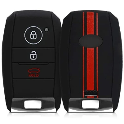 Immagine di kwmobile Custodia Coprichiave Compatibile con Kia 3 tasti Smartkey Cover Copritelecomando Chiave Auto Copri Chiavi Macchina Strisce Rally