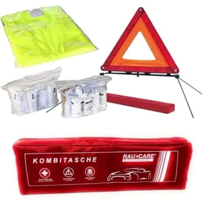 Immagine di Rau Cassetta del Pronto Soccorso, per Automobile, con Gilet e Triangolo, Rosso, Conforme a DIN 13164