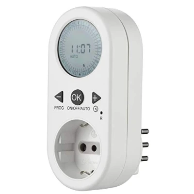 Immagine di Electraline 58116 Timer Programmatore Digitale Giornaliero con Intervallo Programmazione, Presa Schuko + 10A, Bianco