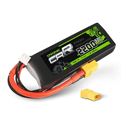 Immagine di OVONIC Batteria Lipo 2s 2200mAh 50C 7.4V con connettore XT60 Compatibile RC 1/16 o 1/14 Cars Helicopter (extra one TRX）