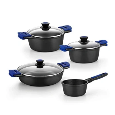 Immagine di BRA Advanced Batteria 4 Pezzi Advanced, Adatta per Qualsiasi Tipo di Cucine Anche Induzione, Alluminio Fuso [Esclusiva Amazon]