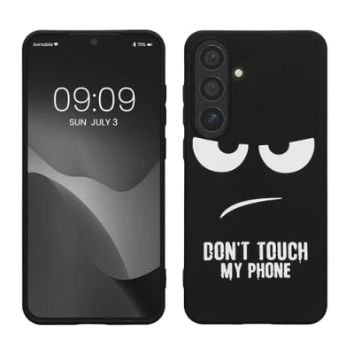 Immagine di kwmobile Cover Compatibile con Samsung Galaxy S24 Plus Custodia in Silicone TPU Protettiva Soft Case Don&#039;t touch my phone bianco/nero