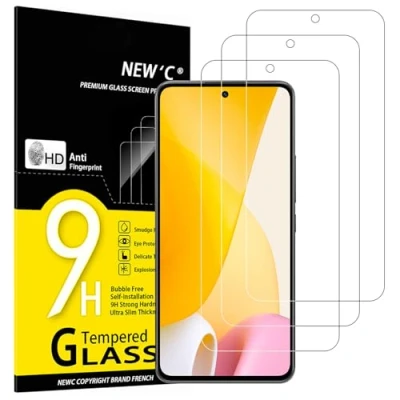 Immagine di NEW&#039;C 3 Pezzi, Vetro Temperato per Xiaomi 12 Lite, Pellicola Prottetiva Anti Graffio, Impronte, Senza Bolle, Durezza 9H, 0,33mm Ultra Trasparente, Resistente