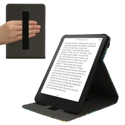 Immagine di kwmobile Custodia Cinturino Mano Compatibile con AmazonKindle Paperwhite (12. Gen 2024) / Kindle Colorsoft Cover eReader Stand multicolore Ancora un Capitolo