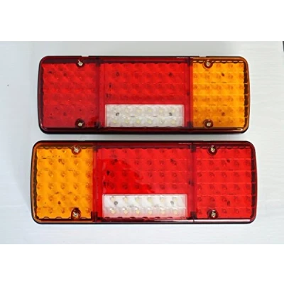 Immagine di Fanali posteriori, luci a LED, 5 funzioni, design ultra sottile per camion, rimorchio, camion ribaltabile, autocarro, camper, ecc., 12 V, 2 pezzi