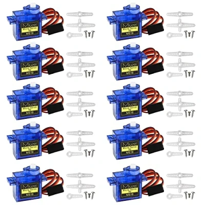 Immagine di Miuzei Micro 9g Servo Motore per RC Robot Braccio/Mano/Camminata, Servomotore Elicottero Barca Aereo modellino Auto con Cavo, Mini Arduino Kit
