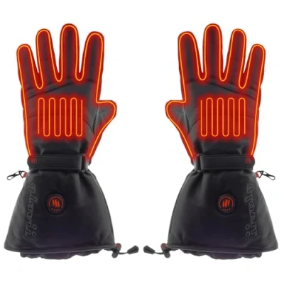 Immagine di Glovii GS5 Guanti Da Sci Riscaldati Scaldamani Elettrici Unisex Con Batteria Ricaricabile E Tasca Realizzato In Fibre Di Carbonio, Rivestito Vera Pelle Mucca Nero, L