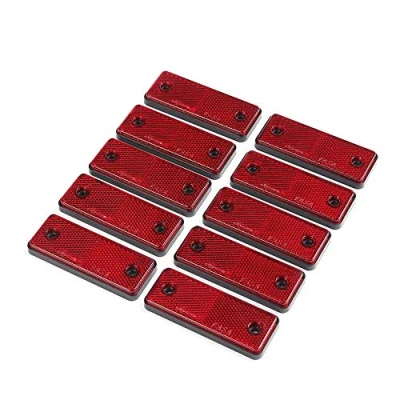 Immagine di ETUKER 10 x Catarifrangente Rettangolare, Fissaggio Vite Catarifrangenti di Sicurezza, Omologati Rettangolari Riflettori Posteriori, per Caravan/RV/Autocarro/Trattore/Rimorchio(Rosso)