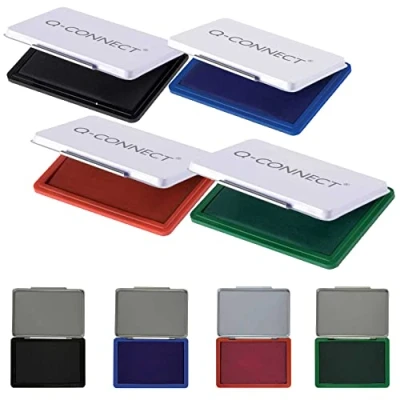 Immagine di Q Connect Tampone per timbri, 9 x 5,5 cm, 4 colori, nero/blu/rosso/verde