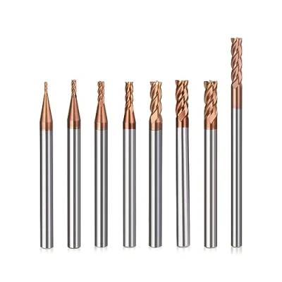 Immagine di 8 frese a gambo in metallo duro 4 flauto, 1 mm, CED TiSiN Coat, punta elicoidale VHM CNC, punte per trapano/fresa, 55 HRC, trapano acciaio, lega di alluminio, rame