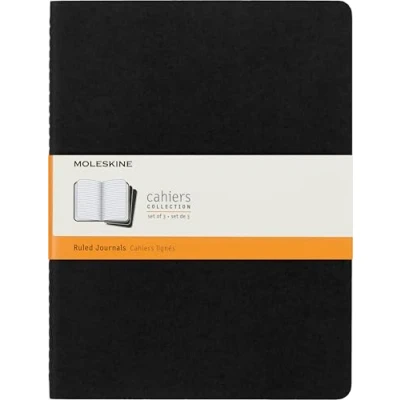 Immagine di Moleskine Cahier Journal Set di 3 Quaderni a Righe, Copertina in Cartone Dimensioni Extra Large 19 x 25 cm Colore Nero 120 Pagine
