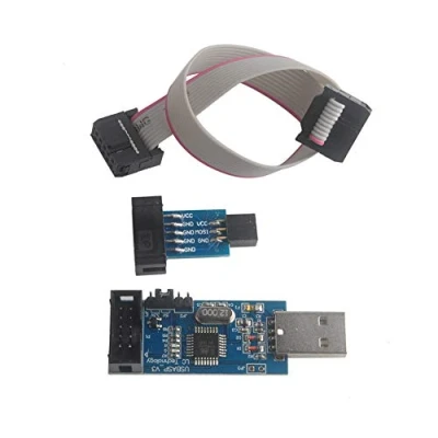 Immagine di Geekstory per ATMEL 51 AVR USB ISP ASP Microcontrollore Programmatore Downloader con cavo + scheda adattatore da 10 pin a 6 Ender 3 o Pro