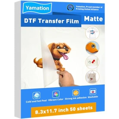 Immagine di Yamation 50 Fogli Formato Pellicola di trasferimento DTF, Carta, Bianco, A4 50sheets, unità