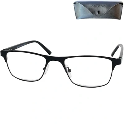Immagine di Mini Brille Occhiali da Lettura con Lenti Rettangolari, Custodia in Omaggio, Dettagli Acciaio Inox (Nero), Uomo e Donna +1.0 Diottrie