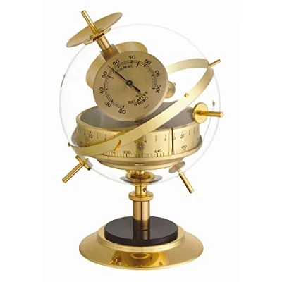 Immagine di TFA Dostmann Stazione Meteo analogica Sputnik, 20.2047.52, con termometro, igrometro e barometro, Realizzata a Mano, per previsioni Meteo, Made in Germany, Ottone
