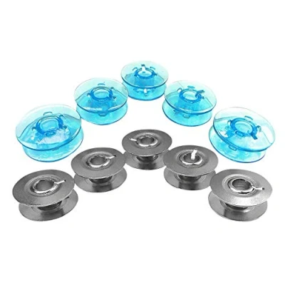 Immagine di Bobina blu e bobine in metallo per macchine da cucire Pfaff varimatic, 10 pezzi
