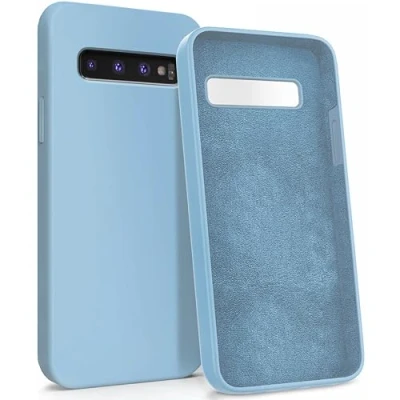 Immagine di MyGadget Custodia per Samsung Galaxy S10 Hardcase con Strato Microfibra &amp; Cover Silicone Resistente Protezione Antigraffio Antiurto Celeste