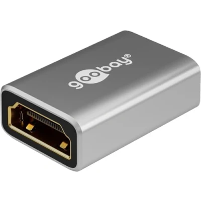 Immagine di goobay 72008 Adattatore HDMI accoppiamento/connettore angolare 8K @ 60Hz e 4K 120Hz femmina a 48 Gbits prolunga adattatore/HDR, ARC, placcato oro