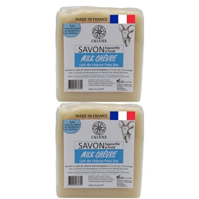 Immagine di CELUXE Sapone al latte di capra fresco biologico e argento colloidale Saponificazione a freddo,perfetto per Eczema,Psoriasi,Acne Idratante lenitiva,pelle morbida radiante. 2 saponi da 100 g