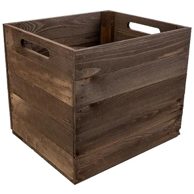 Immagine di Creative Deco Cassetta in Legno Marrone VENGE Adatta agli Scaffale Kallax Cestino Portaoggetti con Maniglie 33x37x33cm Cubi Portaoggetti, Scatola Contenitori per Armadio Salvaspazio