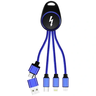 Immagine di Smrter Cavo di ricarica USB 2.0 Connettore Apple Lightning, Spina A, C®, Micro B 0.15 m Blu in alluminio, con funzione OTG,
