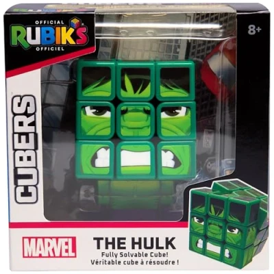 Immagine di Rubik&#039;s Cube, Cubers Hulk, 3 x cubi magici Marvel in design con accessori alla moda: corpo, supporto la sfida dei supereroi, dagli 8 anni su