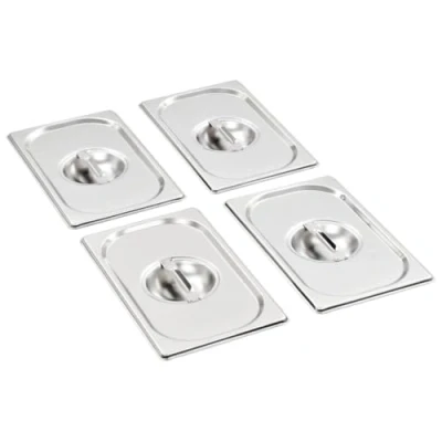 Immagine di vidaXL 4X Coperchi Contenitori Alimentari Impilabili Rettangolari Attossico Teglie GN 1/4 265x162 mm in Acciaio Inox Argento