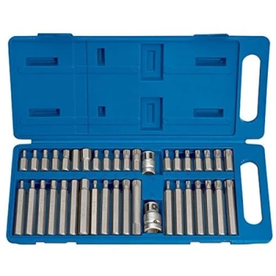 Immagine di Draper TX STAR 33323 Set di 40 punte per cacciavite precisione, chiave esagonale e scanalatura, utensili manuali a punta quadrata da 3/8 1/2&quot;, kit fai te professionale, custodia in plastica