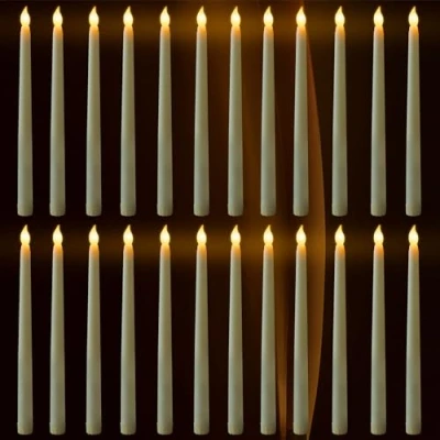 Immagine di FAEFTY 24 Pezzi Candele a Led, LED Senza Fiamma, Batteria Fiamma Tremolante, Elettriche lunghe per Natale, Ringraziamento, Festa (Avorio, 2.1 x 28 cm)