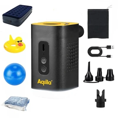 Immagine di Aqiila Airbird C2 Pompa d&#039;aria portatile e compressore ad alte prestazioni con amplificatore tascabile, impostazione rapida spegnimento automatico, gonfiatore preciso di materassi palloncini