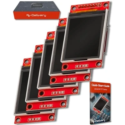 Immagine di AZDelivery 5 x 1.8 pollici SPI TFT Display ST7735 con 128 160 Pixel compatibile Arduino E Raspberry Pi incluso Book!