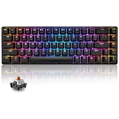 Immagine di T8 RGB 60% Tastiera Meccanica, da Gioco Cablata Layout Compatto al 65%, 18 Chroma Retroilluminato, QWERTY Mini 68 Tasti Full Key Anti ghosting per PS4, Xbox, Laptop Brown Switch/Black