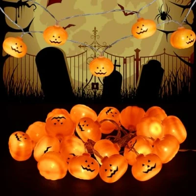 Immagine di Jinlaili Zucca di Luci Stringa Halloween 3 Metri 20 LED, Luminosa, Luce Fata per Halloween, Lanterna Decorazione Interni Esterni