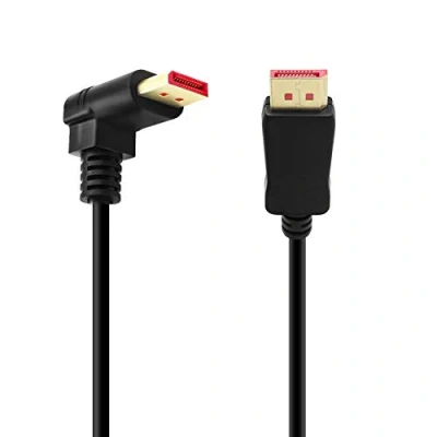Immagine di BolAAzuL cavo DisplayPort ad angolo retto 1.4 4K/144Hz UP Display Port Cable, 8K/60Hz DP 90 gradi maschio a 1,8 m FreeSync G Sync