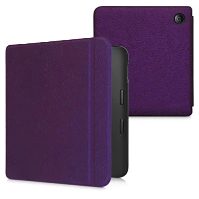 Immagine di kwmobile Custodia eReader Compatibile con Kobo Libra 2 Cover eBook Reader Flip Case Viola Fiori in Rilievo