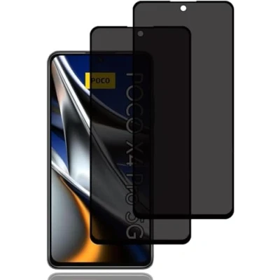 Immagine di 2 Pezzi Anti Spy Pellicola Protettiva in Vetro Temperato per Xiaomi Poco X4 Pro 5G, Copertura Completa Privacy Protezione Schermo, Spia Durezza 9H Film,Anti Peeping Schermo