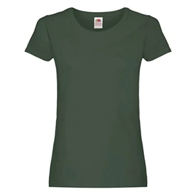Immagine di Fruit of the Loom, maglietta da donna, in cotone, a maniche corte, verde bottiglia