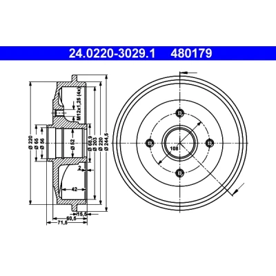Immagine di ATE 24.0220 3029.1 Freni a Tamburo senza cuscinetto ruota, anello sensore ABS 244,5 CITROËN: C3 I Hatchback, C2 II