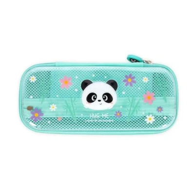 Immagine di Legami Astuccio Wonderwow, Tema Panda, 2 Scomparti e Portapenne interno, Scomparto interno con Tessuto a Rete, Chiusura Zip, 23x11x5 cm