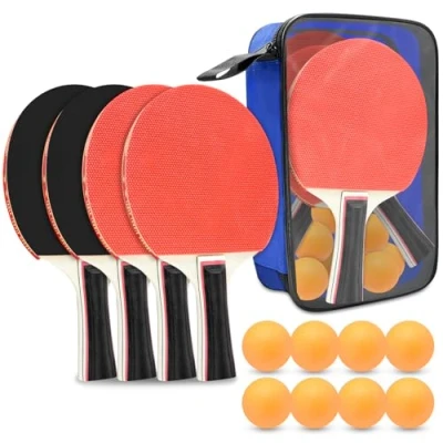 Immagine di Xpieoyrm 2 Set di Racchette da Ping pong, pong includere 4 8 palline e borsa, Custodia per Accessori Interni ed Esterni, Principianti Esperti