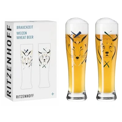 Immagine di RITZENHOFF 3481012 Set di 2 bicchieri da birra con motivo animale, 500 ml, stampa digitale multicolore