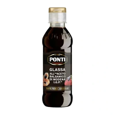 Immagine di Ponti, Glassa all&#039;Aceto Balsamico di Modena I.G.P., Ideale per Tutte le Ricette, Gusto Pieno ed Agrodolce dall&#039;Acidità Moderata, 100% Made in Italy, Set da 250 g