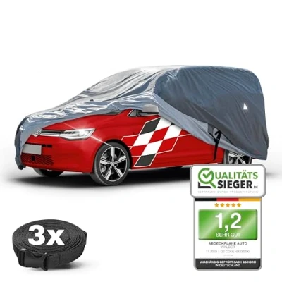 Immagine di Walser telo copriauto da esterno Premium All Weather Plus Autobus, rivestito in PVC, coperture per auto, resistente ai raggi UV, garage completo impermeabile M grigio ca. 470x185x170cm