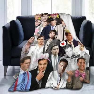 Immagine di Ldsgdfst coperta Chuck Bass Ed Westwick, morbida e confortevole, in pile di lana, per divano, ufficio, auto, campeggio, yoga, viaggi, decorazione la casa, accogliente da spiaggia, idea