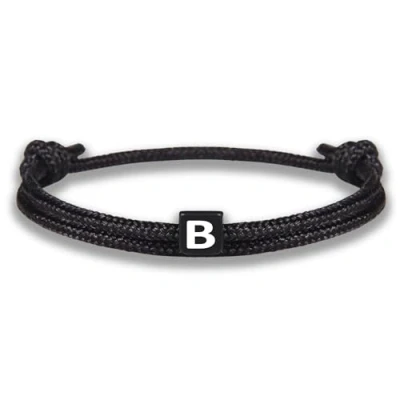Immagine di GD GOOD.designs Bracciale in corda con lettere dell&#039;amicizia nero regolabile dimensioni 14cm 24cm Iniziale B