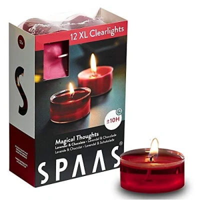 Immagine di Spaas 12 Maxi lumini profumati in Tazza Trasparente, Cera di paraffina, plastica, Rosso Vino, Diametro 57 mm x Altezza 28