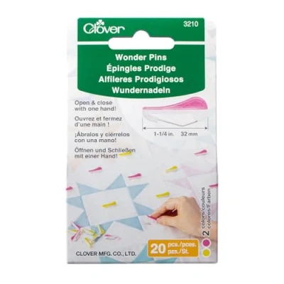 Immagine di Clover CL3210 Wonderpins 3210 Spilli, Tessuto, Giallo e Rosa, 32 mm