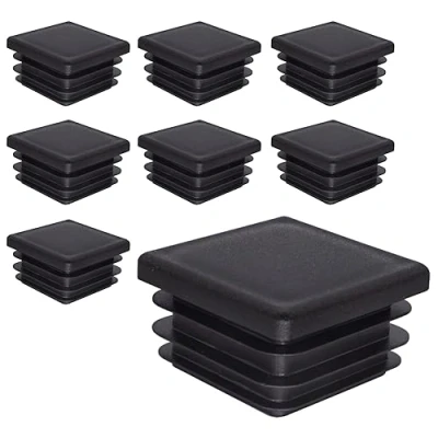 Immagine di SKIR&#039;CO tappi quadrati in plastica, 45 x mm, per tubi opachi, inserti quadrati, pali recinzioni, colore nero RAL 9005, 8 pezzi