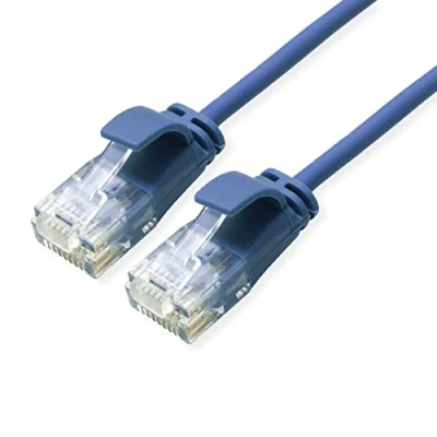 Immagine di Roline 21.15.3940 RJ45 cavo di rete, patch CAT 6A U/UTP 0.15 m Blu non schermato, Privo alogeni, Ritardante fiamma 1 pz.