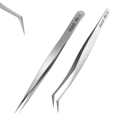 Immagine di stedi 2pcs Set Di Pinzette Precisione, Strumenti Modellismo, In Acciaio Inox Altissima Precisione Per Gundam, Modelli Militari Scala, Parti Resina 3d, Industriali